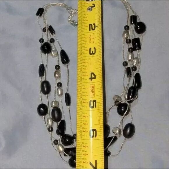 Anne Klein  Black and Silver Beaded Necklace 15" 2.5" Extender - Picture 6 of 8